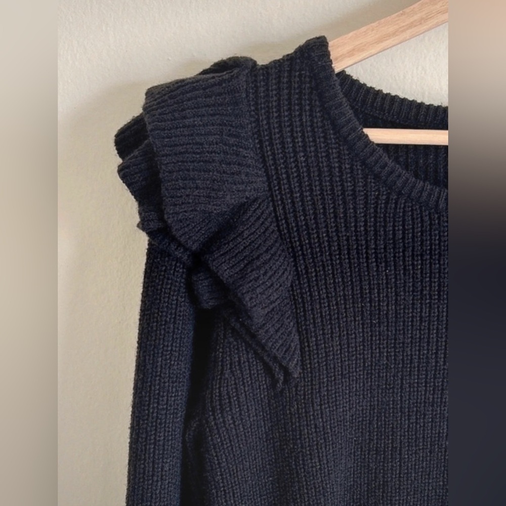 Chic Black Ruffled Sweater - Picture 2 of 4